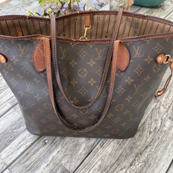 Louis Vuitton Neverfull Tote MM Brown Canvas Monogram Purse - Picture 7 of 12